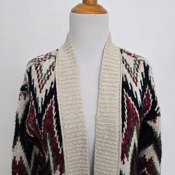 Vintage Y2K Mossimo Tribal Cardigan Grandpa Open Longline Cozy Women Medium - Picture 4 of 13